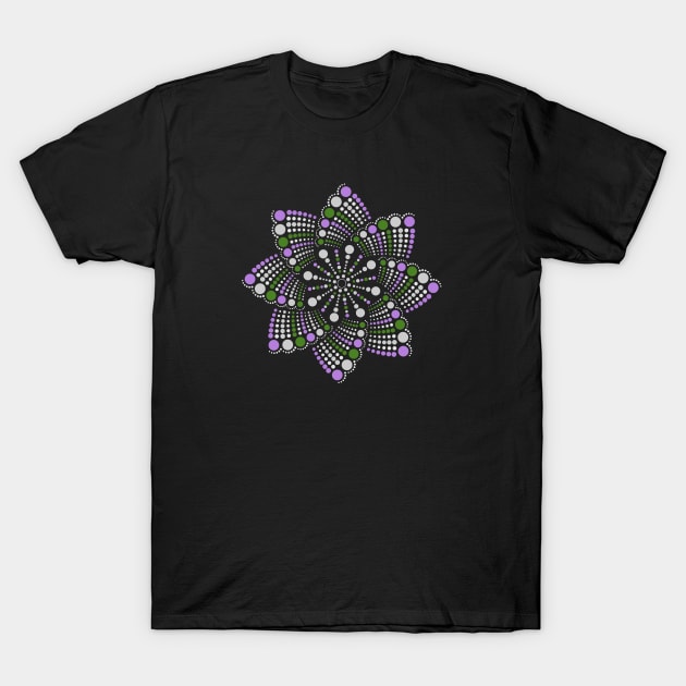 Seamless Repeating Geometric Mandala Dot Art Genderqueer Pride Pattern T-Shirt by LiveLoudGraphics